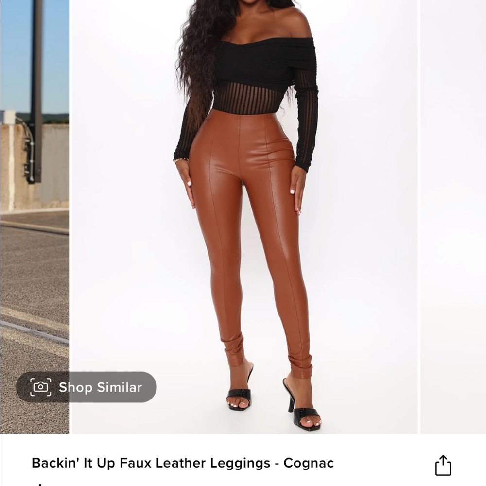 Backin’ It Up Faux Leather Leggings- Cognac
